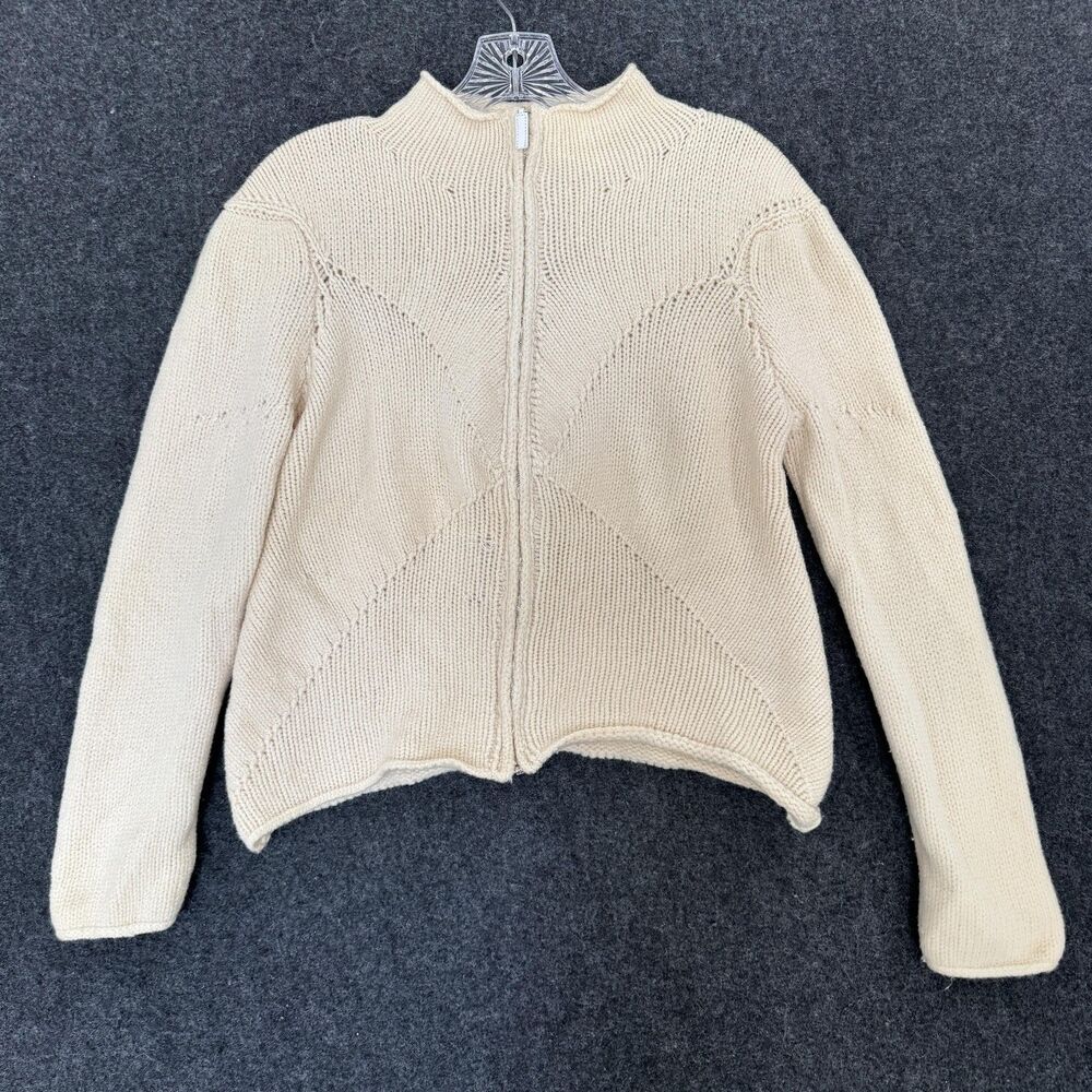 Lorena Antoniazzi Cream Zip-Front Knit Cardigan